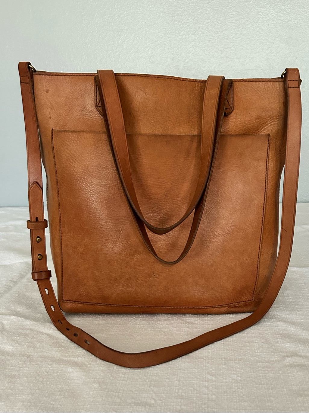 Madewell Leather Medium Transport Tote Bag - Cognac Brown